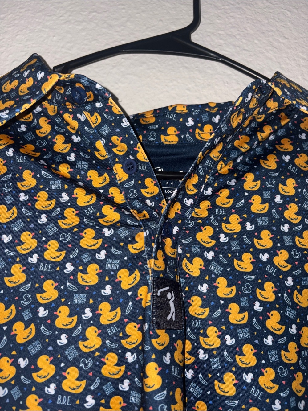 Bogey Bros Navy Golf Polo with Yellow Duck Print - Picture 8 of 16